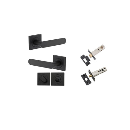 Iver Bronte Door Lever Square Rose Concealed Fix Pair, Passage Kit, Privacy Kit , Entrance Kit with High Security Lock - Matt Black