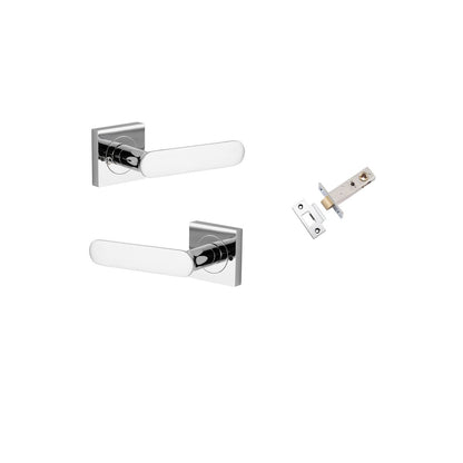 Iver Bronte Door Lever Square Rose Concealed Fix Pair, Passage Kit, Privacy Kit , Entrance Kit with High Security Lock - Polished Chrome