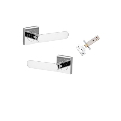 Iver Bronte Door Lever Square Rose Concealed Fix Pair, Passage Kit, Privacy Kit , Entrance Kit with High Security Lock - Polished Chrome