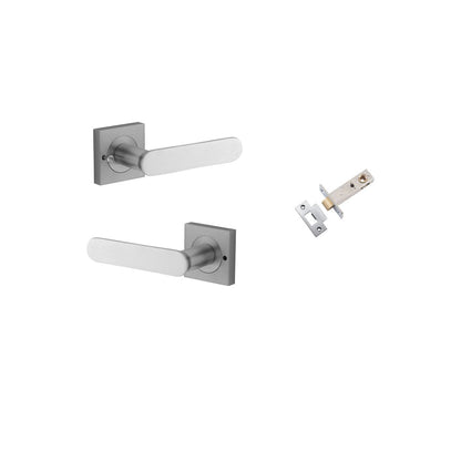Iver Bronte Door Lever Square Rose Concealed Fix Pair, Passage Kit, Privacy Kit , Entrance Kit with High Security Lock - Brushed Chrome