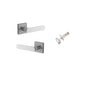 Iver Bronte Door Lever Square Rose Concealed Fix Pair, Passage Kit, Privacy Kit , Entrance Kit with High Security Lock - Brushed Chrome