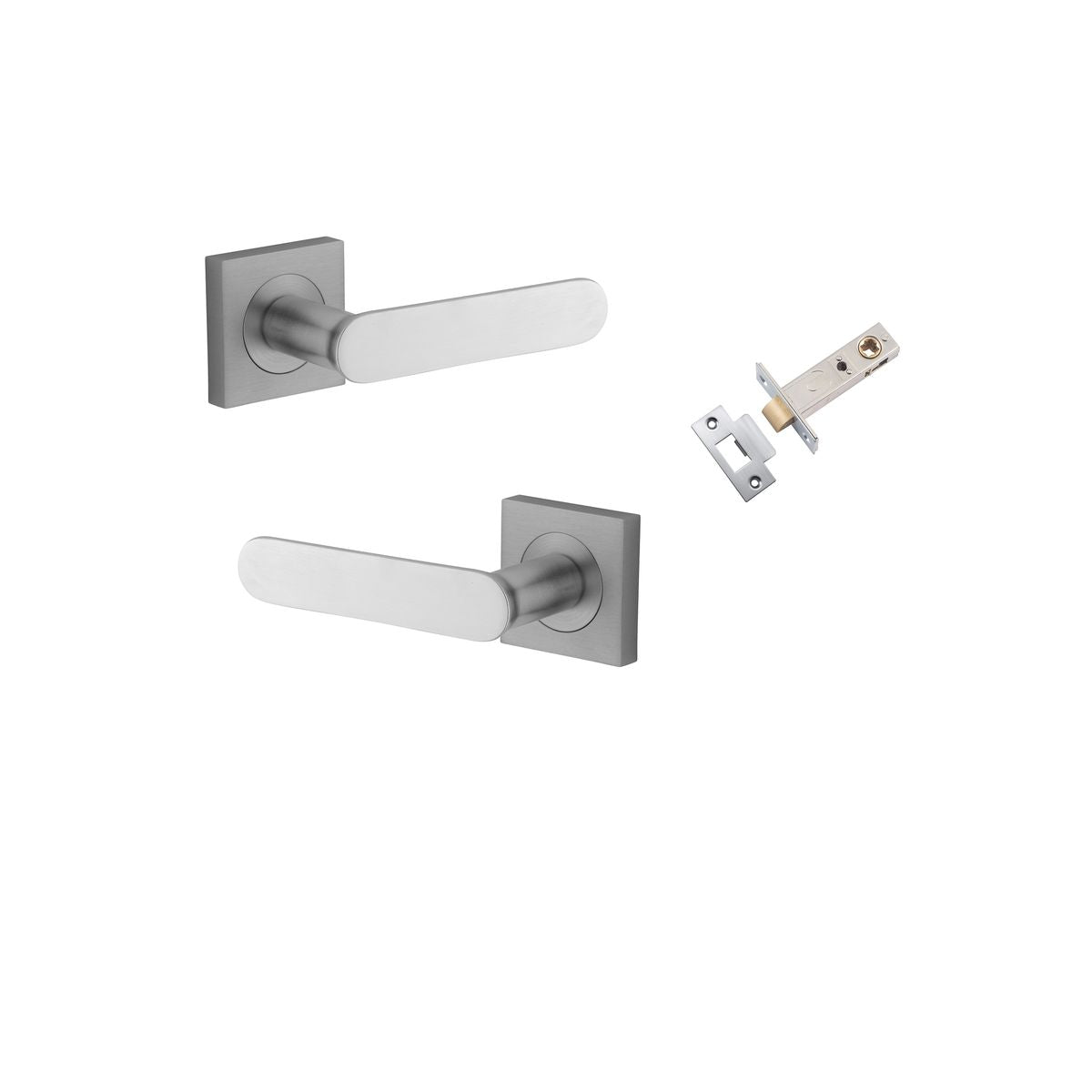 Iver Bronte Door Lever Square Rose Concealed Fix Pair, Passage Kit, Privacy Kit , Entrance Kit with High Security Lock - Brushed Chrome