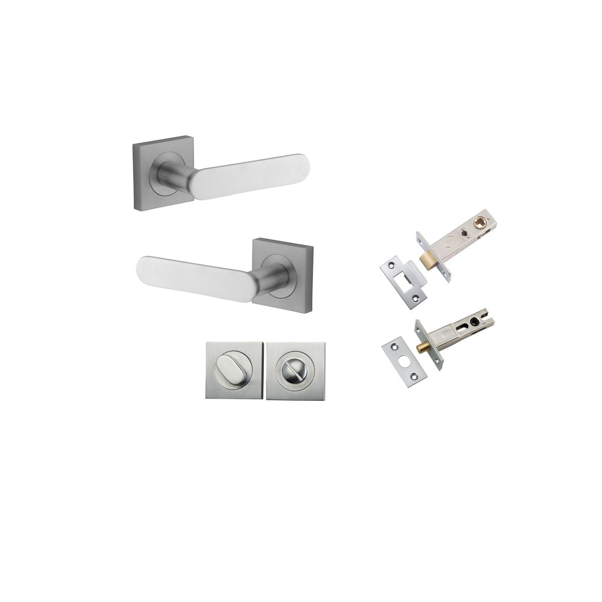 Iver Bronte Door Lever Square Rose Concealed Fix Pair, Passage Kit, Privacy Kit , Entrance Kit with High Security Lock - Brushed Chrome
