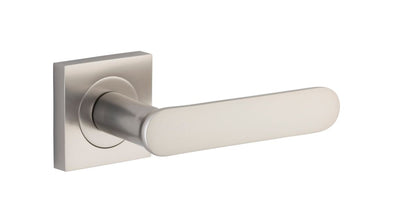 Iver Bronte Door Lever Square Rose Concealed Fix Pair, Passage Kit, Privacy Kit , Entrance Kit with High Security Lock - Satin Nickel
