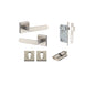 Iver Bronte Door Lever Square Rose Concealed Fix Pair, Passage Kit, Privacy Kit , Entrance Kit with High Security Lock - Satin Nickel