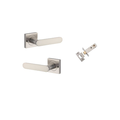 Iver Bronte Door Lever Square Rose Concealed Fix Pair, Passage Kit, Privacy Kit , Entrance Kit with High Security Lock - Satin Nickel