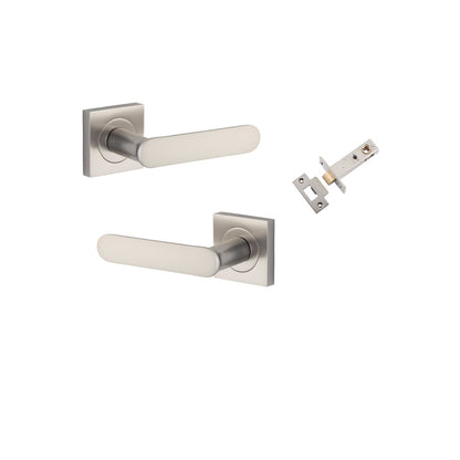 Iver Bronte Door Lever Square Rose Concealed Fix Pair, Passage Kit, Privacy Kit , Entrance Kit with High Security Lock - Satin Nickel