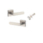 Iver Bronte Door Lever Square Rose Concealed Fix Pair, Passage Kit, Privacy Kit , Entrance Kit with High Security Lock - Satin Nickel