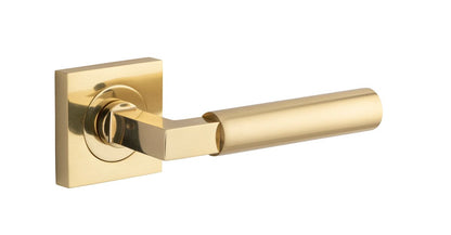 Iver Berlin Door Lever Rose Square Concealed Fix Pair, Passage Kit, Privacy Kit , Entrance Kit with High Security Lock - Polished Brass