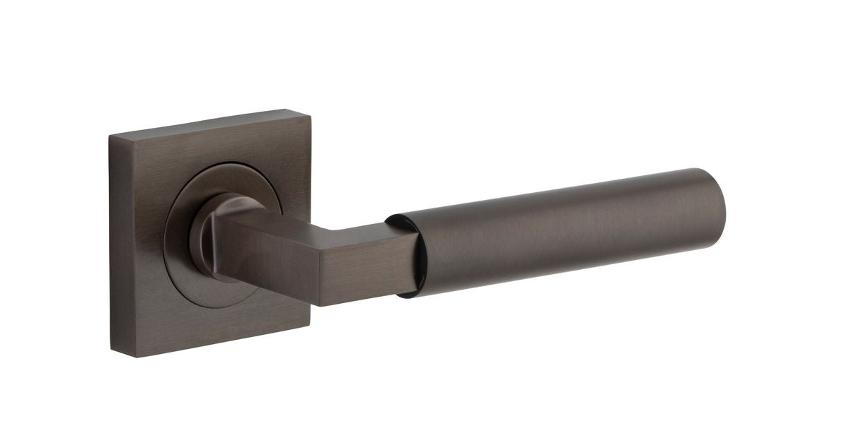 Iver Berlin Door Lever Rose Square Concealed Fix Pair, Passage Kit, Privacy Kit , Entrance Kit with High Security Lock -Signature Brass
