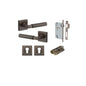Iver Berlin Door Lever Rose Square Concealed Fix Pair, Passage Kit, Privacy Kit , Entrance Kit with High Security Lock -Signature Brass