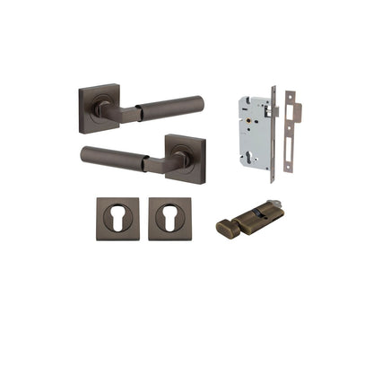 Iver Berlin Door Lever Rose Square Concealed Fix Pair, Passage Kit, Privacy Kit , Entrance Kit with High Security Lock -Signature Brass