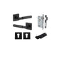 Iver Berlin Door Lever Rose Square Concealed Fix Pair, Passage Kit, Privacy Kit , Entrance Kit with High Security Lock - Matt Black
