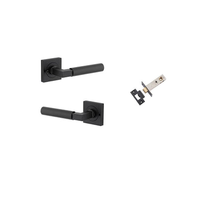 Iver Berlin Door Lever Rose Square Concealed Fix Pair, Passage Kit, Privacy Kit , Entrance Kit with High Security Lock - Matt Black