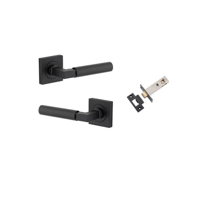 Iver Berlin Door Lever Rose Square Concealed Fix Pair, Passage Kit, Privacy Kit , Entrance Kit with High Security Lock - Matt Black