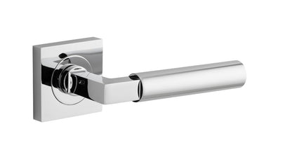 Iver Berlin Door Lever Rose Square Concealed Fix Pair, Passage Kit, Privacy Kit , Entrance Kit with High Security Lock - Polished Chrome
