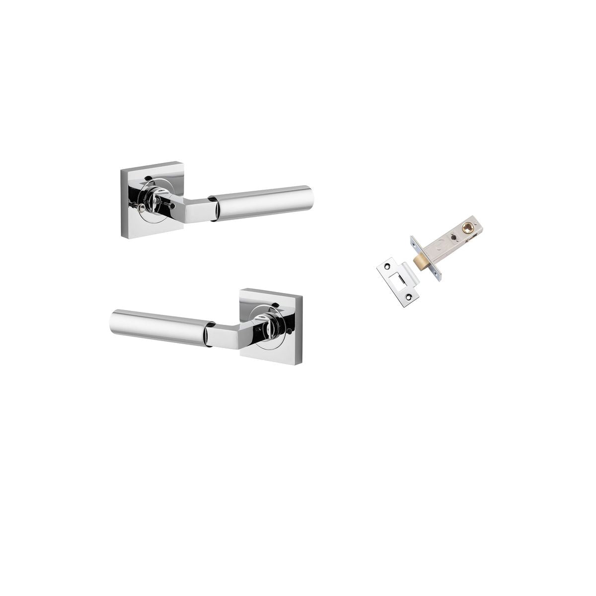 Iver Berlin Door Lever Rose Square Concealed Fix Pair, Passage Kit, Privacy Kit , Entrance Kit with High Security Lock - Polished Chrome