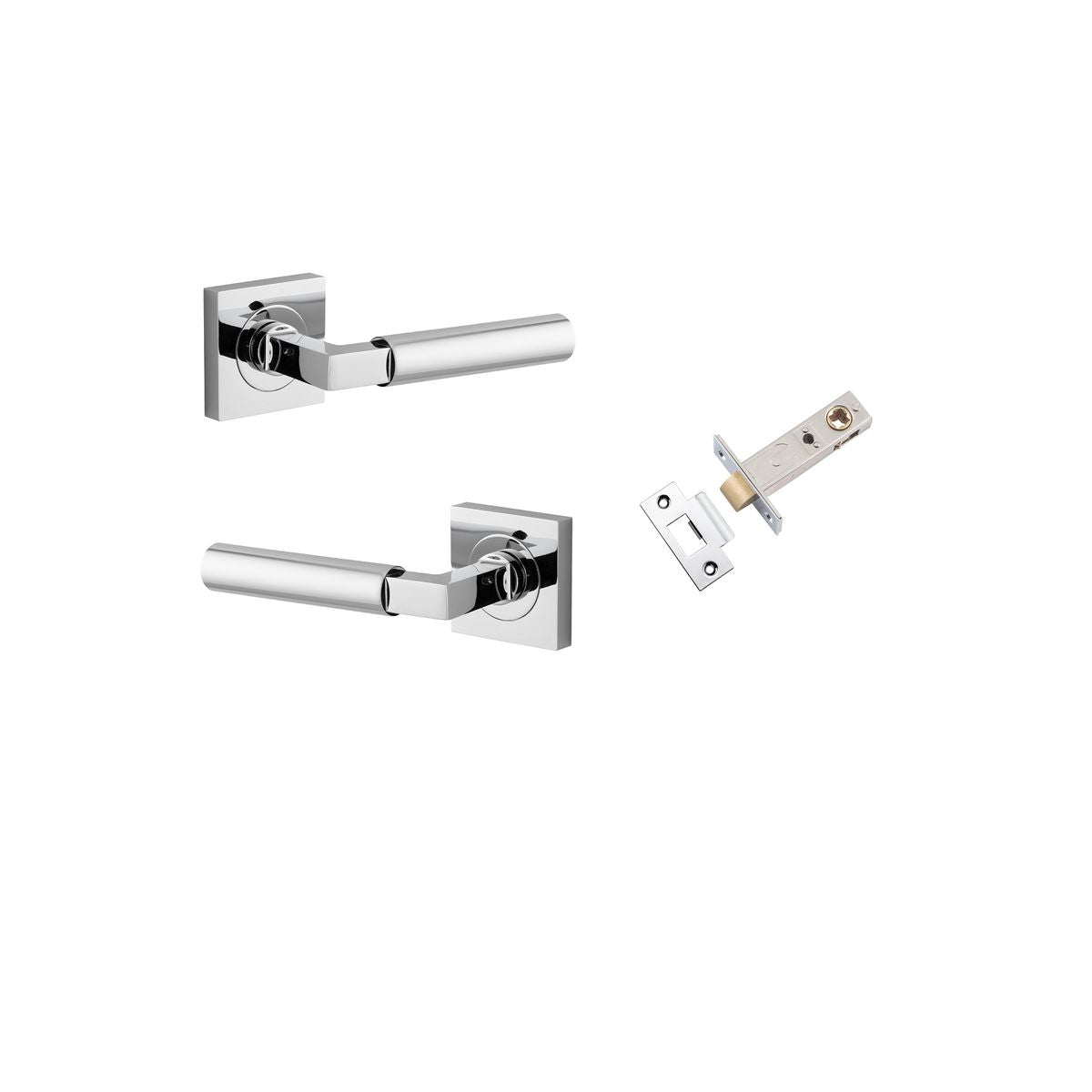 Iver Berlin Door Lever Rose Square Concealed Fix Pair, Passage Kit, Privacy Kit , Entrance Kit with High Security Lock - Polished Chrome