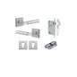 Iver Berlin Door Lever Rose Square Concealed Fix Pair, Passage Kit, Privacy Kit , Entrance Kit with High Security Lock -Brushed Chrome