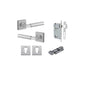 Iver Berlin Door Lever Rose Square Concealed Fix Pair, Passage Kit, Privacy Kit , Entrance Kit with High Security Lock -Brushed Chrome