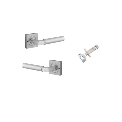 Iver Berlin Door Lever Rose Square Concealed Fix Pair, Passage Kit, Privacy Kit , Entrance Kit with High Security Lock -Brushed Chrome