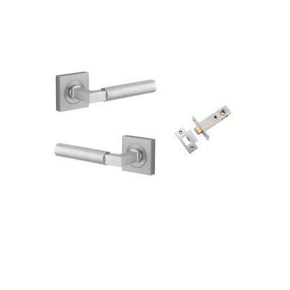 Iver Berlin Door Lever Rose Square Concealed Fix Pair, Passage Kit, Privacy Kit , Entrance Kit with High Security Lock -Brushed Chrome