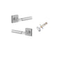 Iver Berlin Door Lever Rose Square Concealed Fix Pair, Passage Kit, Privacy Kit , Entrance Kit with High Security Lock -Brushed Chrome