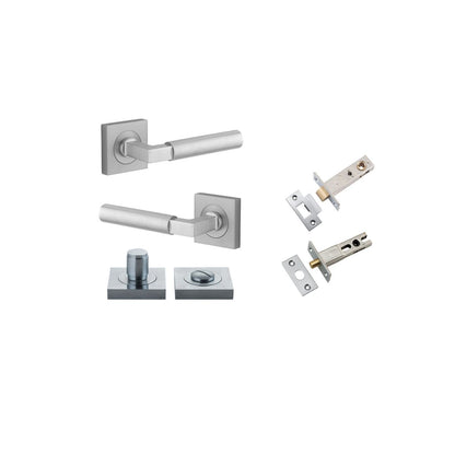 Iver Berlin Door Lever Rose Square Concealed Fix Pair, Passage Kit, Privacy Kit , Entrance Kit with High Security Lock -Brushed Chrome