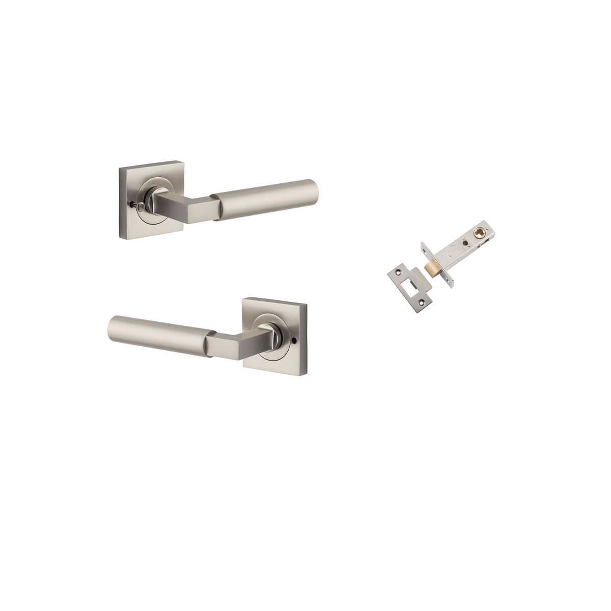 Iver Berlin Door Lever Rose Square Concealed Fix Pair, Passage Kit, Privacy Kit , Entrance Kit with High Security Lock -Satin Nickel
