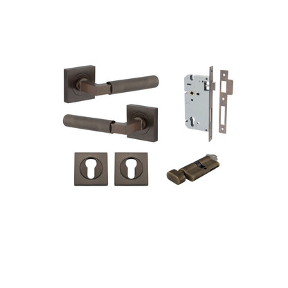 Iver Brunswick  Door Lever Rose Square Concealed Fix Pair, Passage Kit, Privacy Kit , Entrance Kit with High Security Lock - Signature Brass