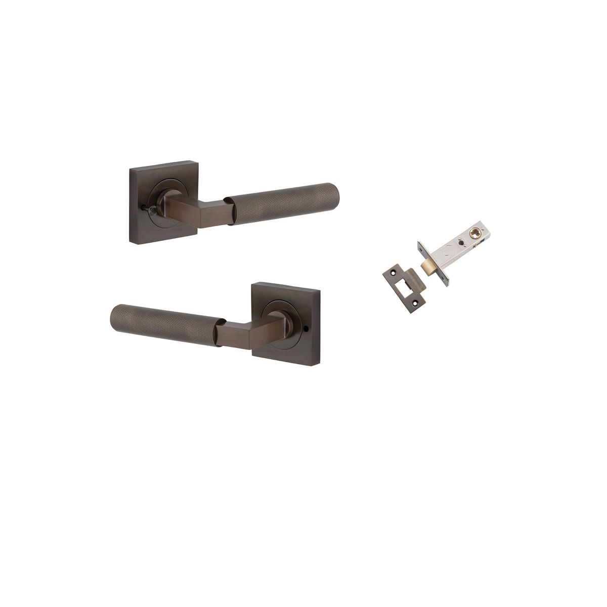 Iver Brunswick  Door Lever Rose Square Concealed Fix Pair, Passage Kit, Privacy Kit , Entrance Kit with High Security Lock - Signature Brass