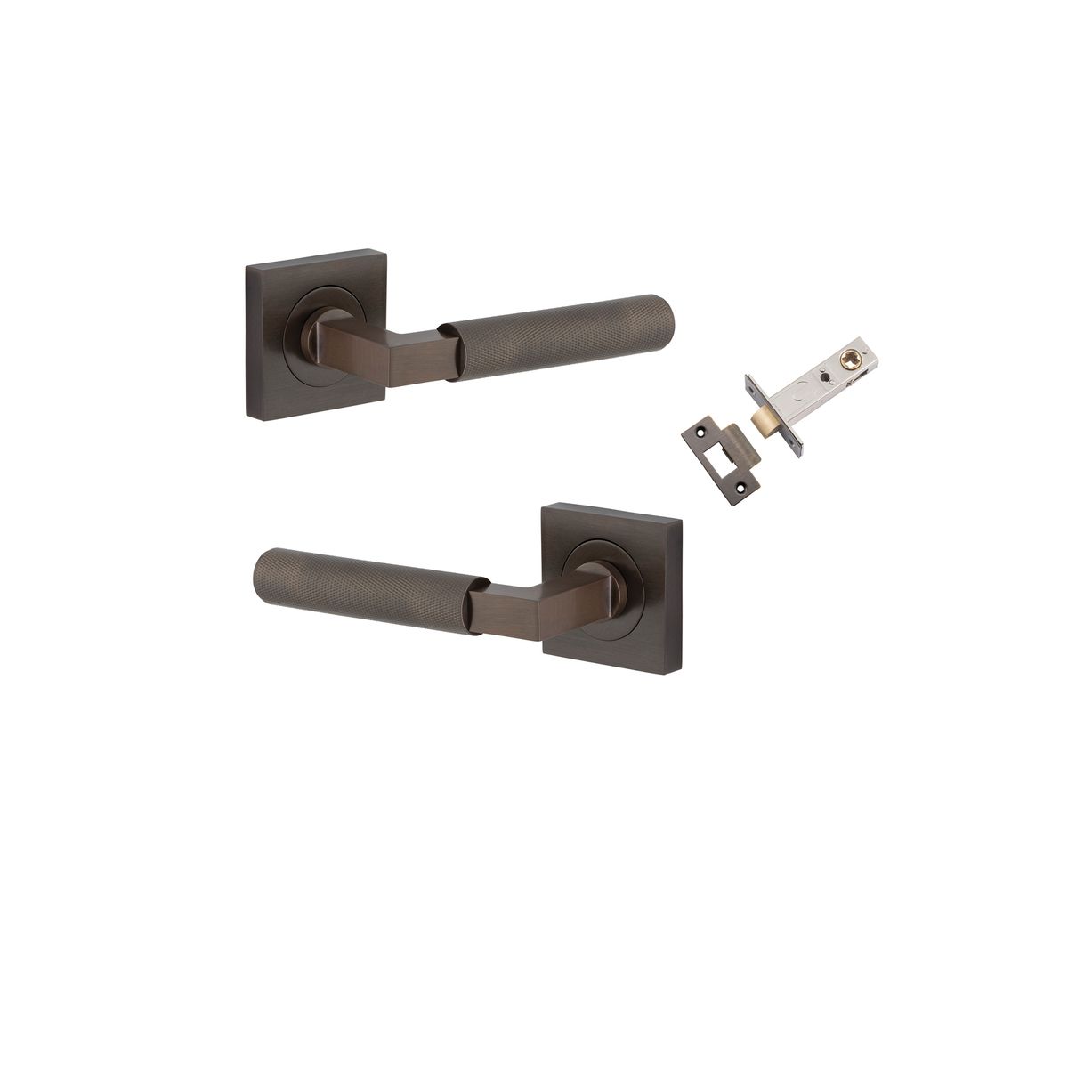Iver Brunswick  Door Lever Rose Square Concealed Fix Pair, Passage Kit, Privacy Kit , Entrance Kit with High Security Lock - Signature Brass