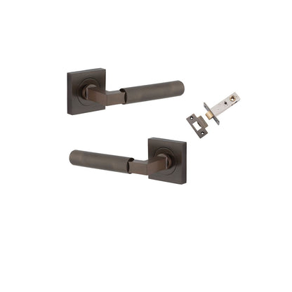 Iver Brunswick  Door Lever Rose Square Concealed Fix Pair, Passage Kit, Privacy Kit , Entrance Kit with High Security Lock - Signature Brass