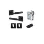 Iver Brunswick  Door Lever Rose Square Concealed Fix Pair, Passage Kit, Privacy Kit , Entrance Kit with High Security Lock -Matt Black