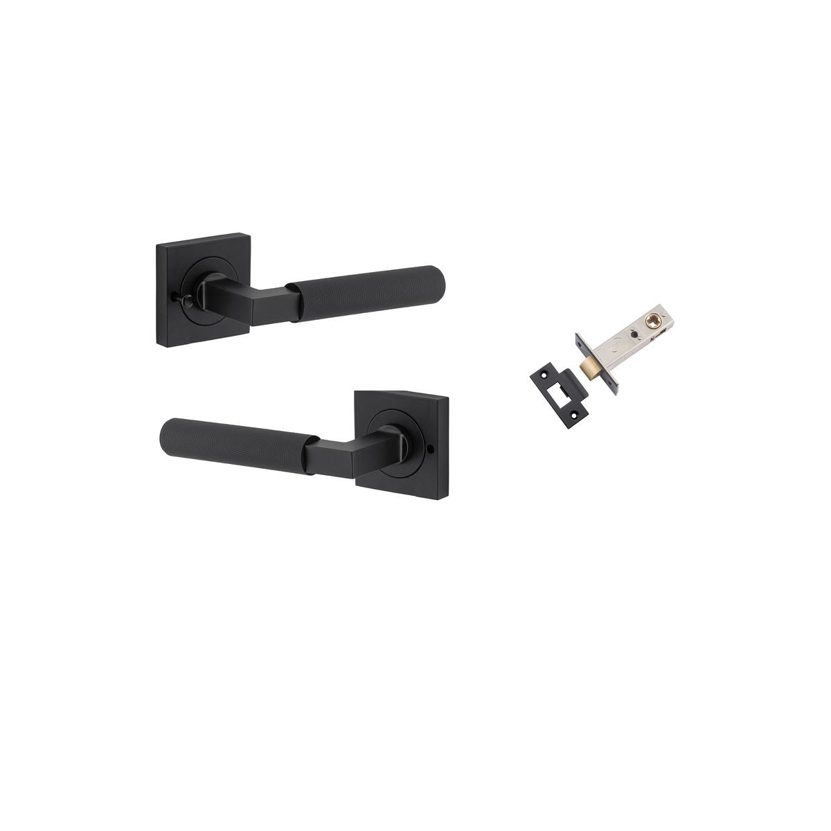 Iver Brunswick  Door Lever Rose Square Concealed Fix Pair, Passage Kit, Privacy Kit , Entrance Kit with High Security Lock -Matt Black