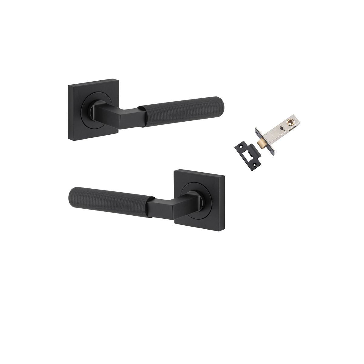 Iver Brunswick  Door Lever Rose Square Concealed Fix Pair, Passage Kit, Privacy Kit , Entrance Kit with High Security Lock -Matt Black