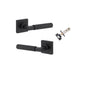Iver Brunswick  Door Lever Rose Square Concealed Fix Pair, Passage Kit, Privacy Kit , Entrance Kit with High Security Lock -Matt Black
