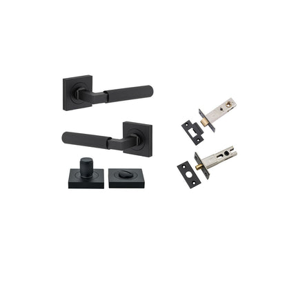 Iver Brunswick  Door Lever Rose Square Concealed Fix Pair, Passage Kit, Privacy Kit , Entrance Kit with High Security Lock -Matt Black