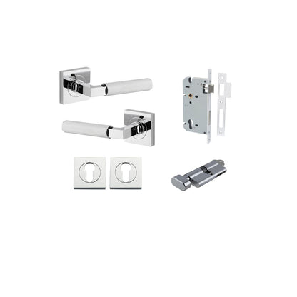 Iver Brunswick  Door Lever Rose Square Concealed Fix Pair, Passage Kit, Privacy Kit , Entrance Kit with High Security Lock -Polished Chrome