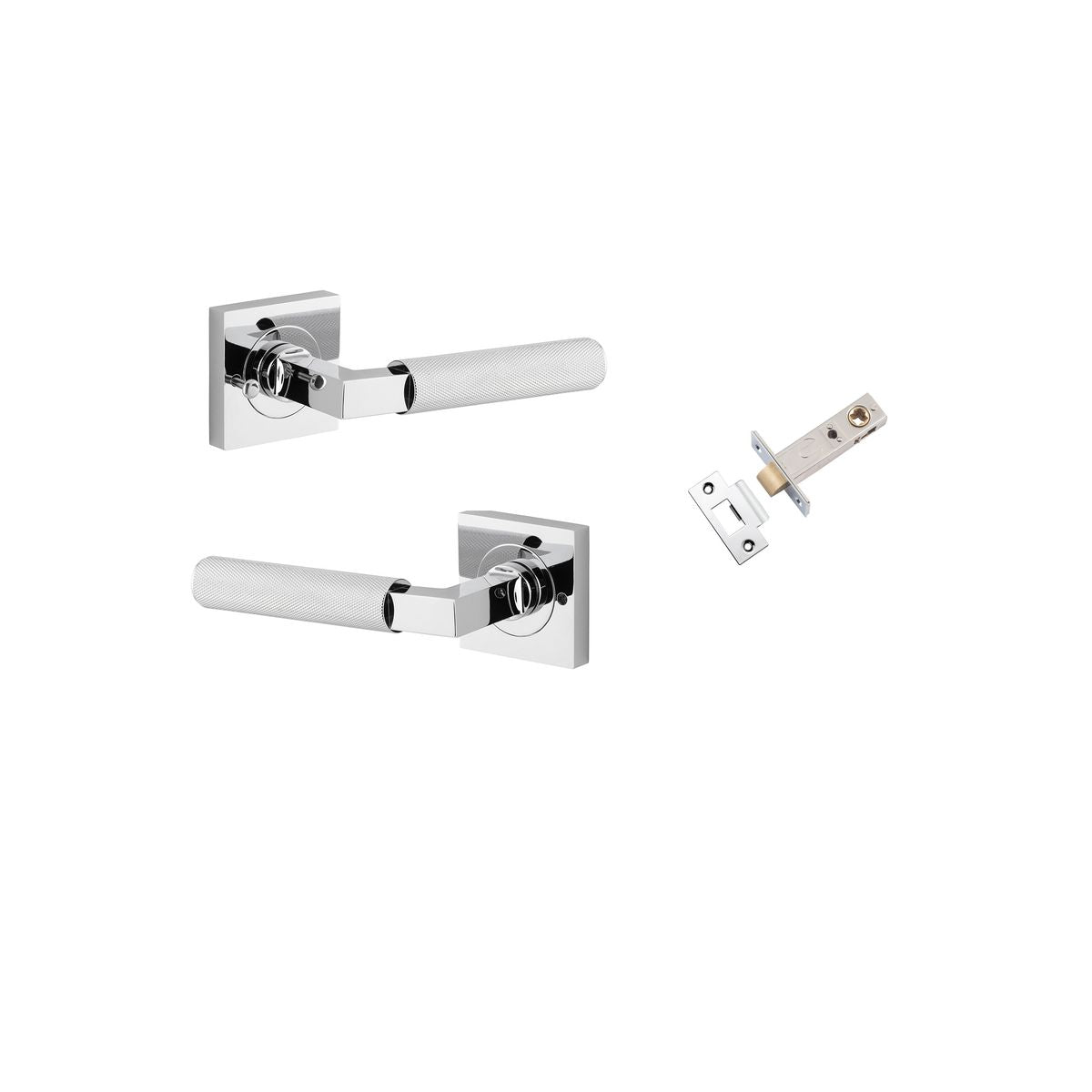 Iver Brunswick  Door Lever Rose Square Concealed Fix Pair, Passage Kit, Privacy Kit , Entrance Kit with High Security Lock -Polished Chrome