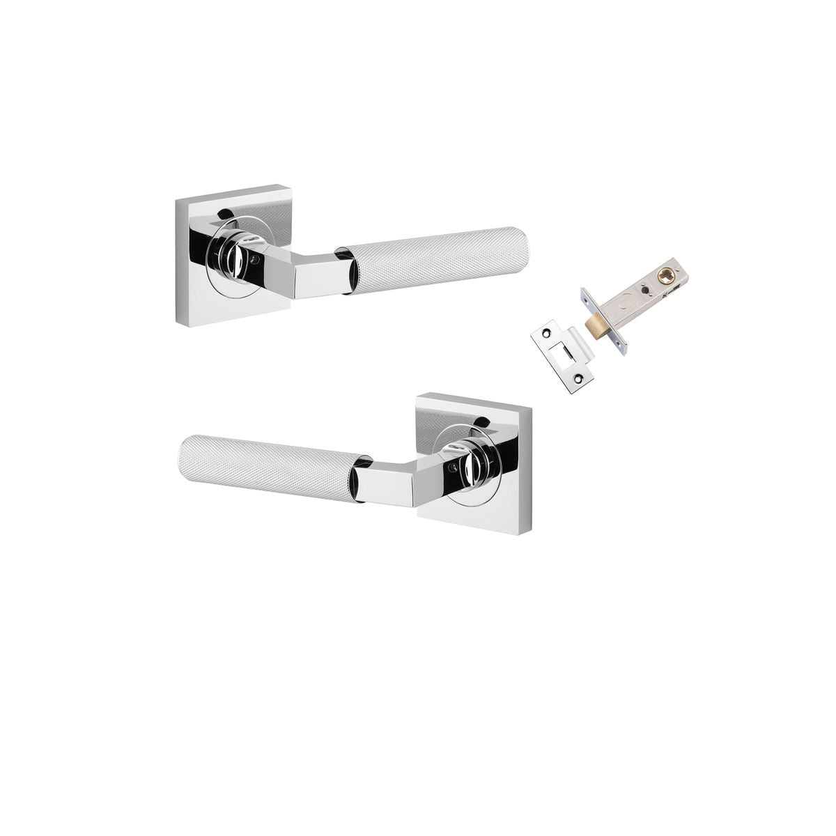 Iver Brunswick  Door Lever Rose Square Concealed Fix Pair, Passage Kit, Privacy Kit , Entrance Kit with High Security Lock -Polished Chrome