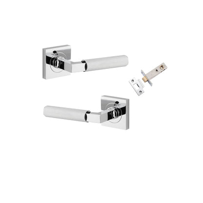 Iver Brunswick  Door Lever Rose Square Concealed Fix Pair, Passage Kit, Privacy Kit , Entrance Kit with High Security Lock -Polished Chrome