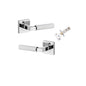Iver Brunswick  Door Lever Rose Square Concealed Fix Pair, Passage Kit, Privacy Kit , Entrance Kit with High Security Lock -Polished Chrome