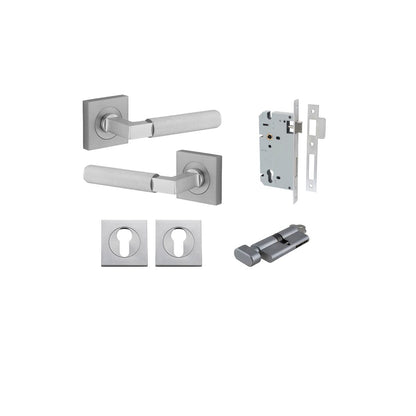 Iver Brunswick  Door Lever Rose Square Concealed Fix Pair, Passage Kit, Privacy Kit , Entrance Kit with High Security Lock -Brushed Chrome