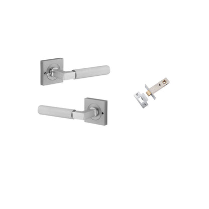 Iver Brunswick  Door Lever Rose Square Concealed Fix Pair, Passage Kit, Privacy Kit , Entrance Kit with High Security Lock -Brushed Chrome