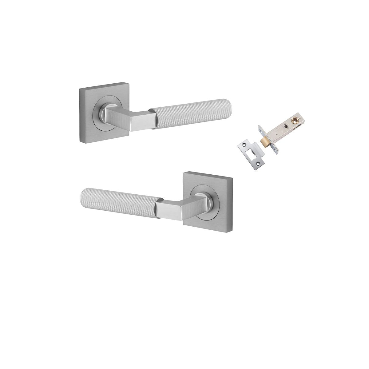 Iver Brunswick  Door Lever Rose Square Concealed Fix Pair, Passage Kit, Privacy Kit , Entrance Kit with High Security Lock -Brushed Chrome