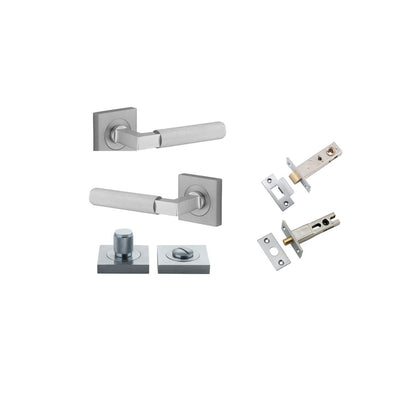 Iver Brunswick  Door Lever Rose Square Concealed Fix Pair, Passage Kit, Privacy Kit , Entrance Kit with High Security Lock -Brushed Chrome