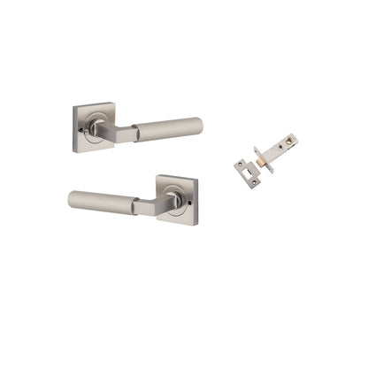 Iver Brunswick  Door Lever Rose Square Concealed Fix Pair, Passage Kit, Privacy Kit , Entrance Kit with High Security Lock - Satin Nickel