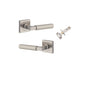 Iver Brunswick  Door Lever Rose Square Concealed Fix Pair, Passage Kit, Privacy Kit , Entrance Kit with High Security Lock - Satin Nickel