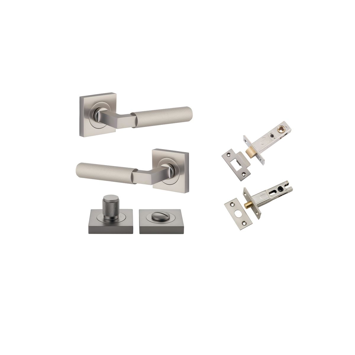 Iver Brunswick  Door Lever Rose Square Concealed Fix Pair, Passage Kit, Privacy Kit , Entrance Kit with High Security Lock - Satin Nickel